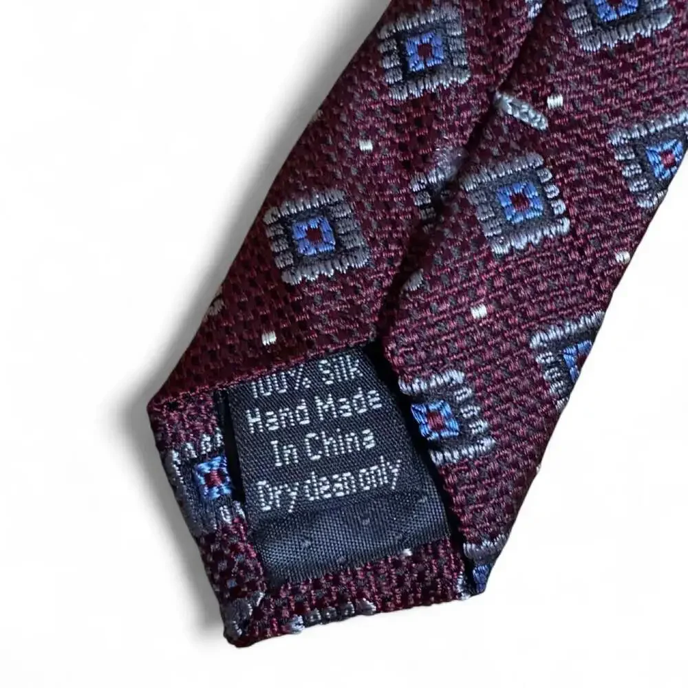 Pronto Uomo Burgundy and Blue Diamond Silk Necktie